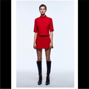 Zara bright red mini skirt